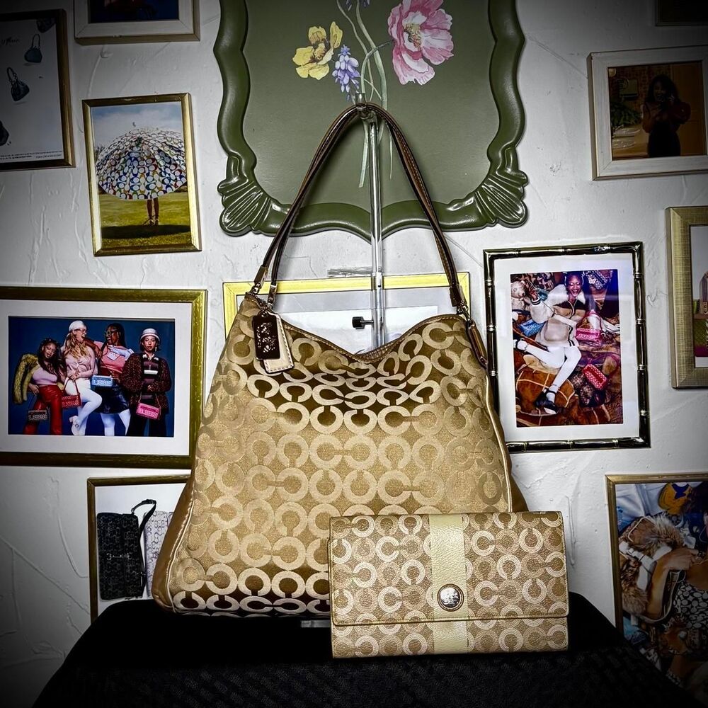 Vintage Coach Madison Metallic Shoulder Bag & Wallet Set